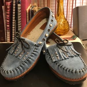 COACH Roccasin Suede Slip-On Blue Pearl Loafers Flats Slippers 9.5 ♥️♥️♥️